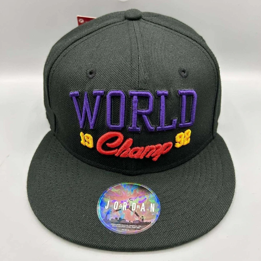 Air Jordan True Hat Men Black World Champ Jumpman Snap Back Cap New